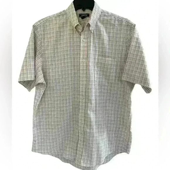 Men’s Lands End Short Sleeve Button Down in Red White Blue Plaid Sz 17 EXCELLENT - Picture 10 of 10